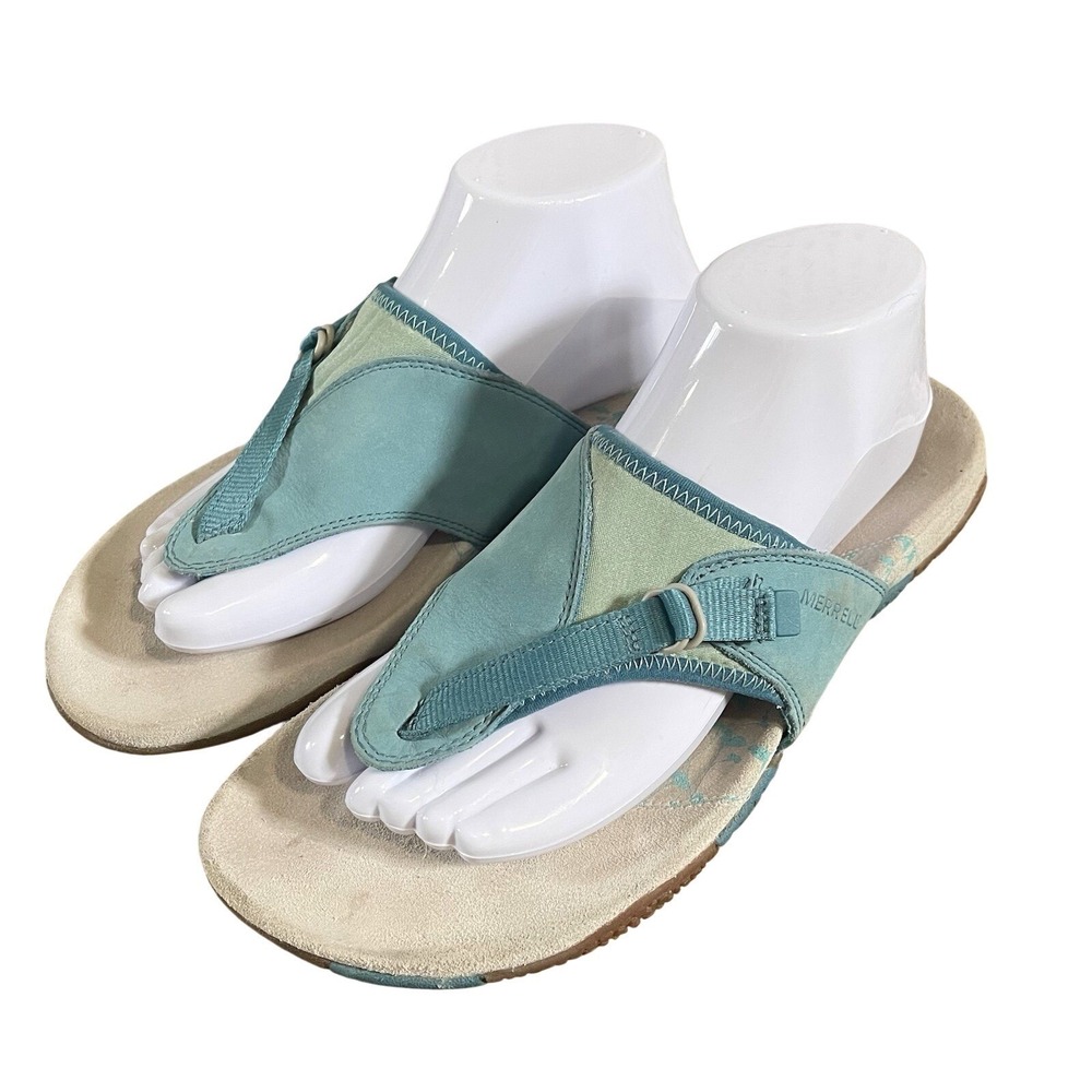 Merrell Hollyleaf Sandals Slides Capri Blue Leather Beach Womens Size 10 Boat
